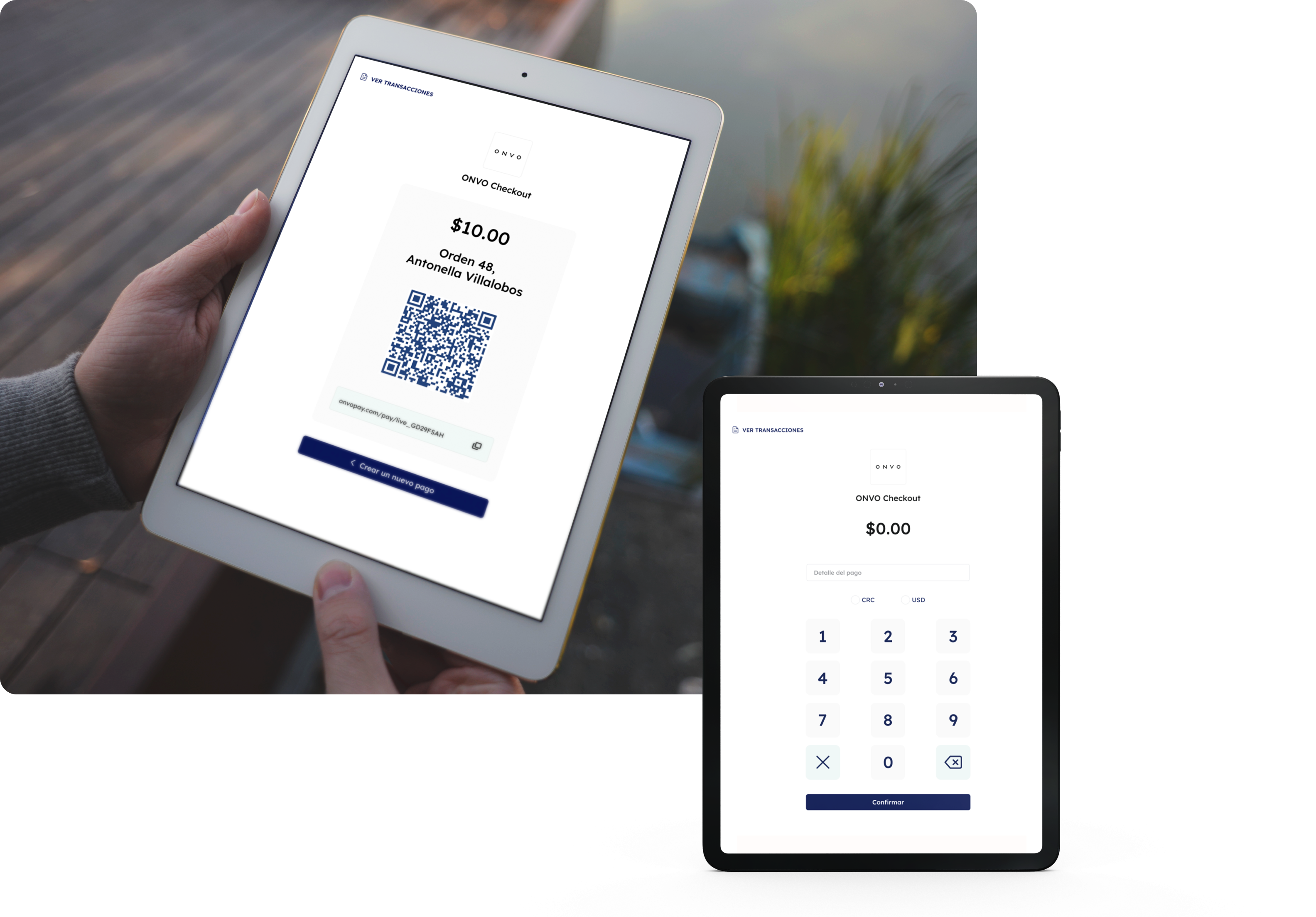 ONVO POS dashboard and payment flow
